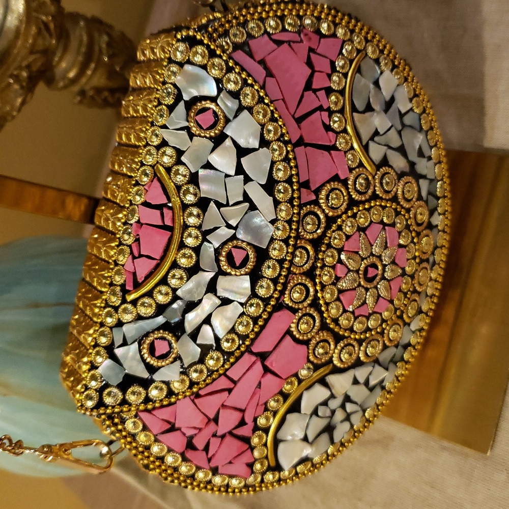 RAMLA Mosaic Crossbody Bag in Pink, Blue & Gold (NWOT - MSRP $275) - Picture 3 of 10